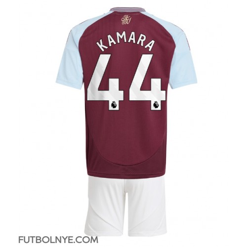 Camiseta Aston Villa Boubacar Kamara #44 Primera Equipación para niños 2024-25 manga corta (+ pantalones cortos)